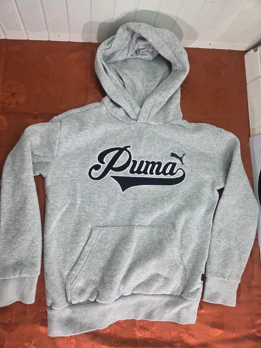Puma Boys' Fleece Hoodie Youth Large Heather Grey - Used